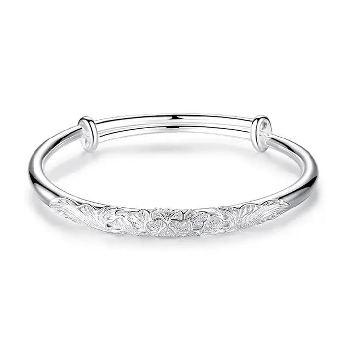 Bracelet jonc rond tendance en argent sterling 925