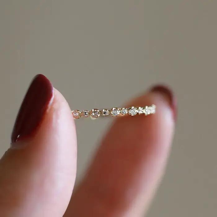 Bague géométrique en argent Sterling 925 plaqué or 14K pour femmes