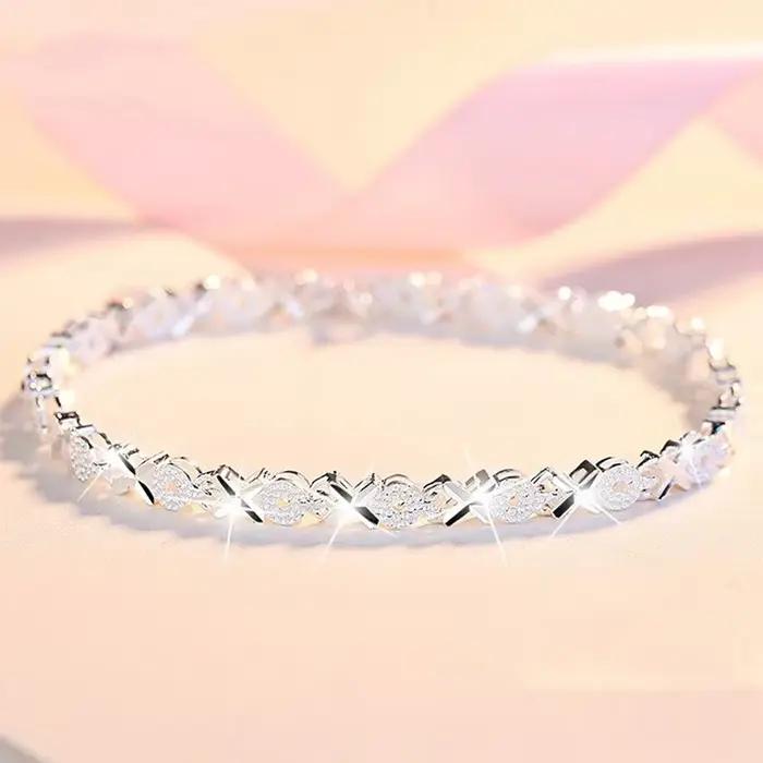 Bracelet en argent sterling 925 à breloques pour femmes occasions spéciales engagement anniversaire mariage cadeau personnalisé