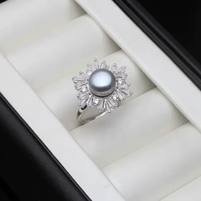 Bague en argent sterling 925 avec perles d'eau douce naturelles pour femmes, bijou réglable à la mode pour anniversaire et occasions spéciales