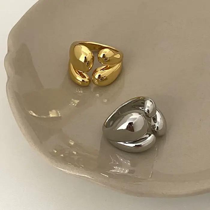 Bague dôme épaisse plaquée or et argent pour hommes et femmes