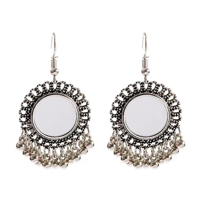 Boucles d'oreilles Vintage thaïlandaises pour femmes, miroir rond, style Boho, egypte, moyen-orient, Afghan, indien, bijoux, 2020