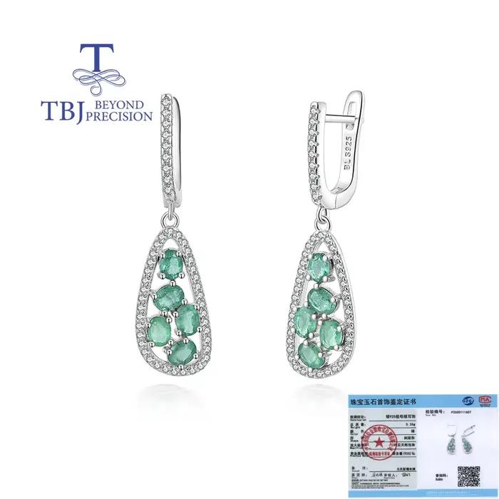 Boucles d'oreilles en argent sterling 925 avec émeraude naturelle et zircon pour femmes, style romantique, idéal pour les soirées et les occasions spéciales