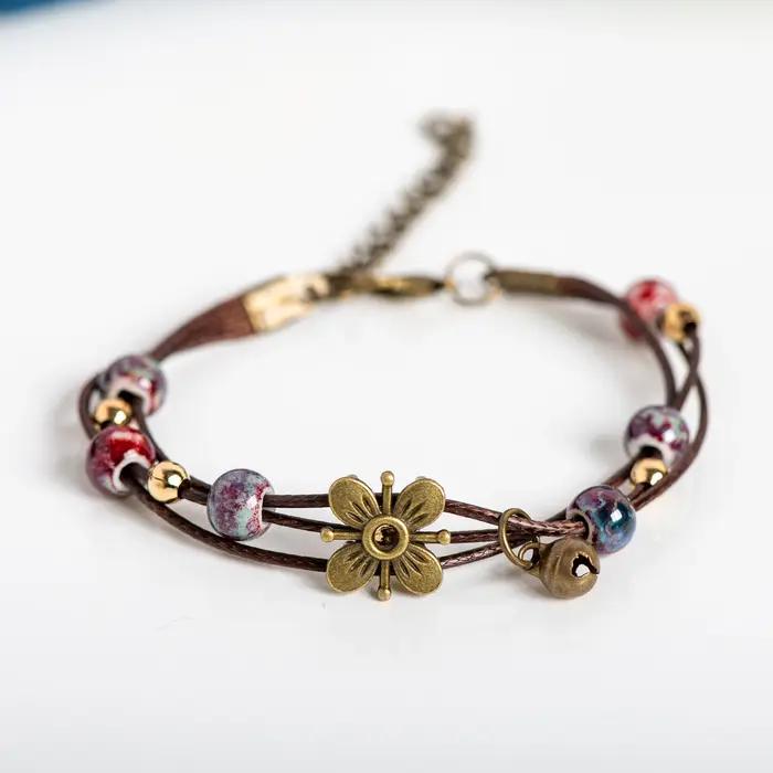 Bracelet de perles en céramique fait à la main pour femmes