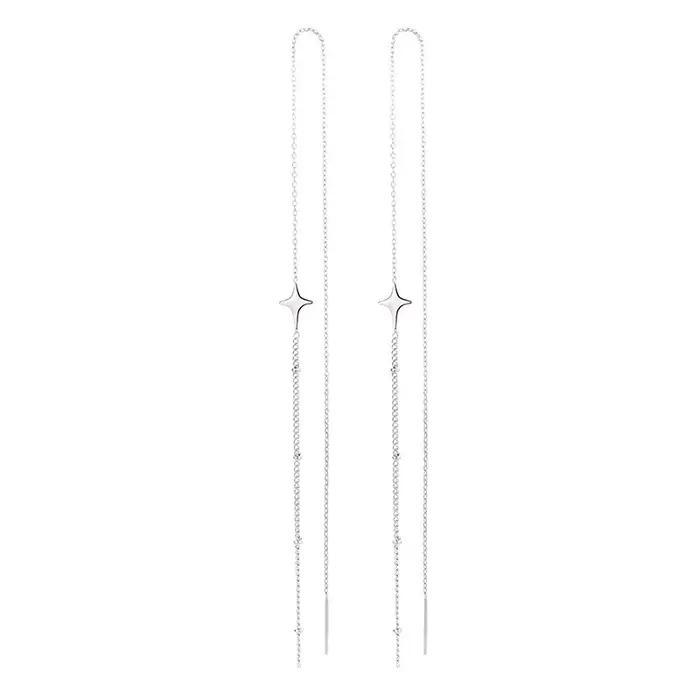 Boucles d'oreilles pendantes étoile et croix en argent regardé 925 pour femmes