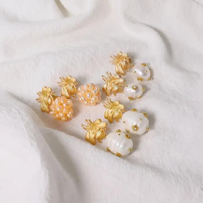 Boucles d'oreilles en perles d'eau douce naturelles
