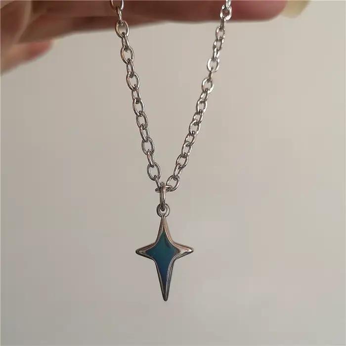 Collier Punk en acier inoxydable avec pendentif étoile et croix épaisse, accessoires simples à la mode pour hommes et femmes, bijoux