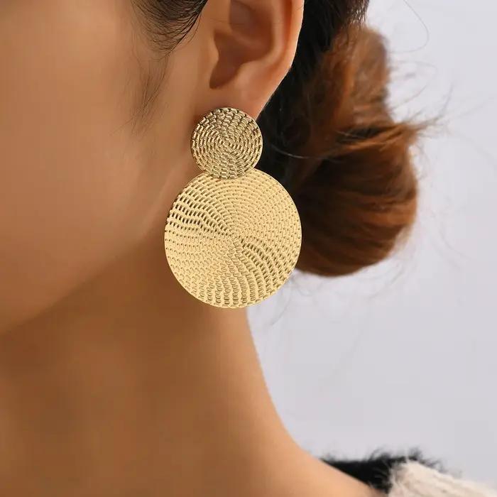 Aretes De Mujer bohême à la mode géométrique métal boucles d'oreilles rondes pour les femmes