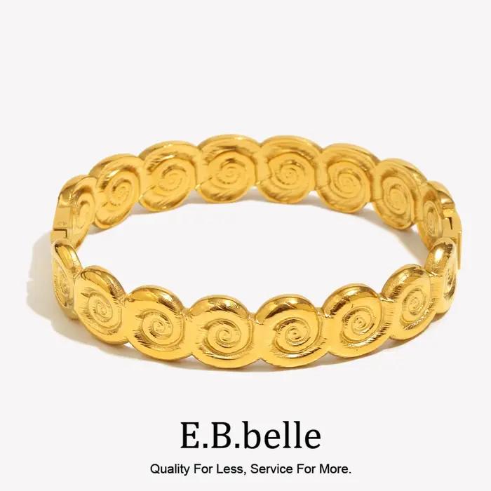 E.B.belle – Bracelet conque créative en acier inoxydable plaqué or 18 carats