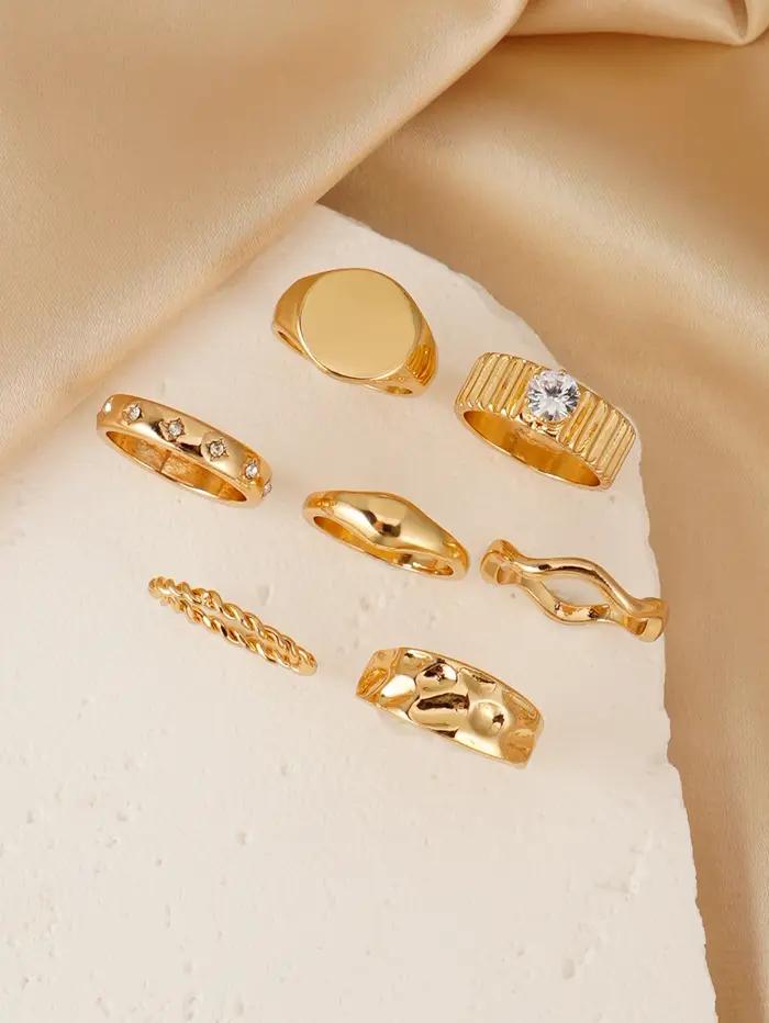 Ensemble de bagues épaisses pour femmes avec accent CZ