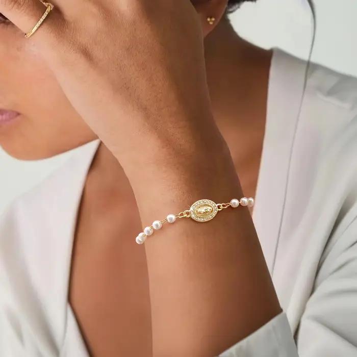 Bracelet chapelet de perles Vierge Marie élégant avec croix de prière pour femmes occasions spéciales