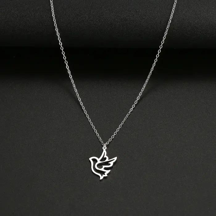 Colliers en acier inoxydable avec pendentif colombe de la paix