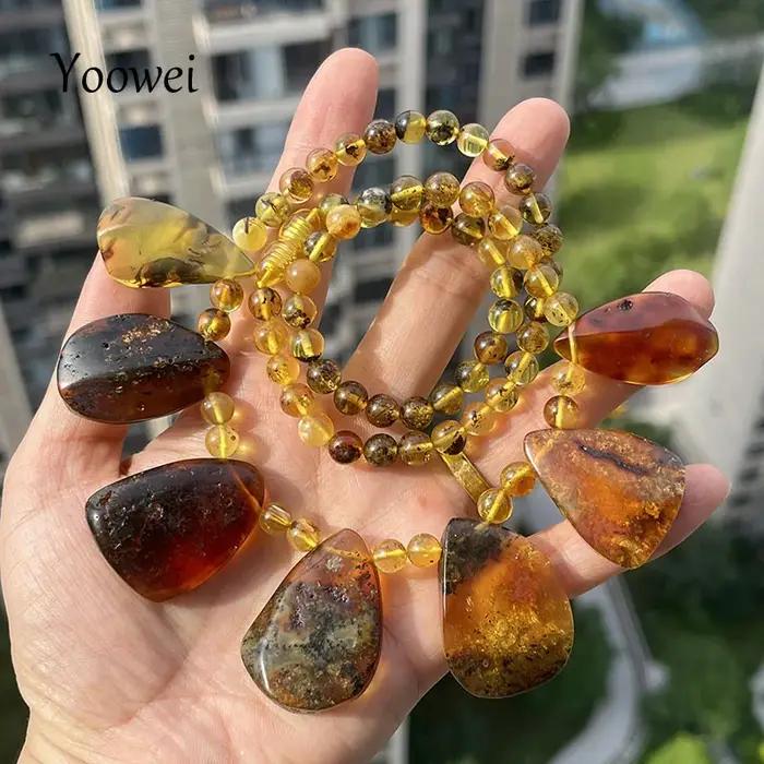 Collier d'ambre de la Baltique pour femmes, artisanat original, pierres précieuses naturelles, perles médicales, chaîne corde, cadeau d'occasion spéciale