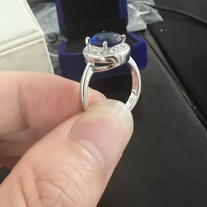 Royal Lab-Bague de fiançailles en or 10 carats avec saphir et diamant pour femme, bague de promesse, alliance, fête des patients, bijoux de doigt, cadeau