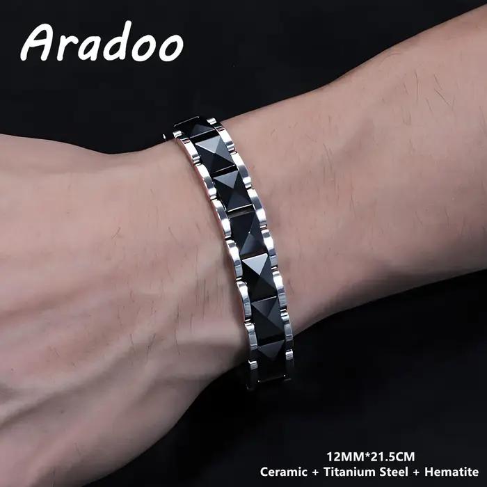 ARADOO – Bracelet en céramique et titane de qualité supérieure pour hommes et femmes