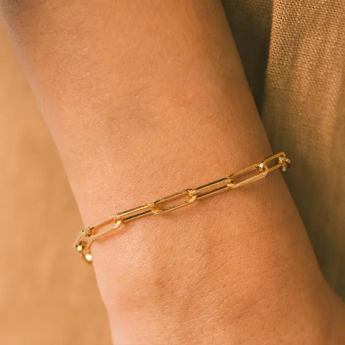 Bracelet en acier inoxydable à maillons cubains chaîne de boîte fermoirs mousquetons pour femmes style moderne occasions spéciales