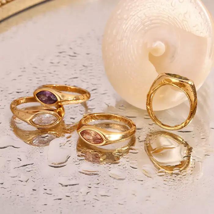 E.B.belle – bague scellée en Zircon œil de cheval