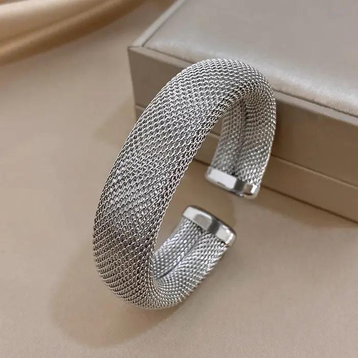 Bracelet Ouvert en Acier Inoxydable Greatera Finition Or et Rhodium Style Classique pour Hommes et Femmes Occasions Spéciales