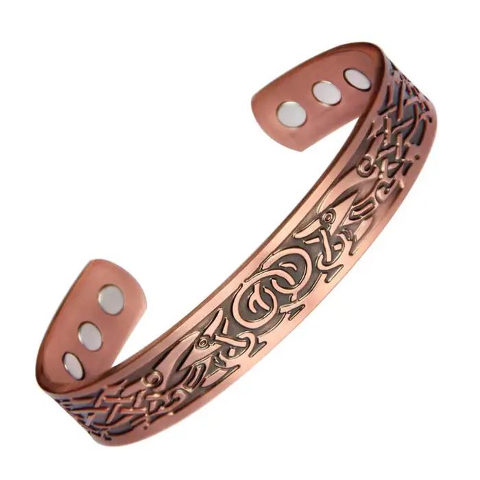 Bracelet à énergie magnétique de style européen et américain Vintage accessoire tendance magnétique en cuivre antique plaqué pour homme et femme occasions spéciales et quotidienne
