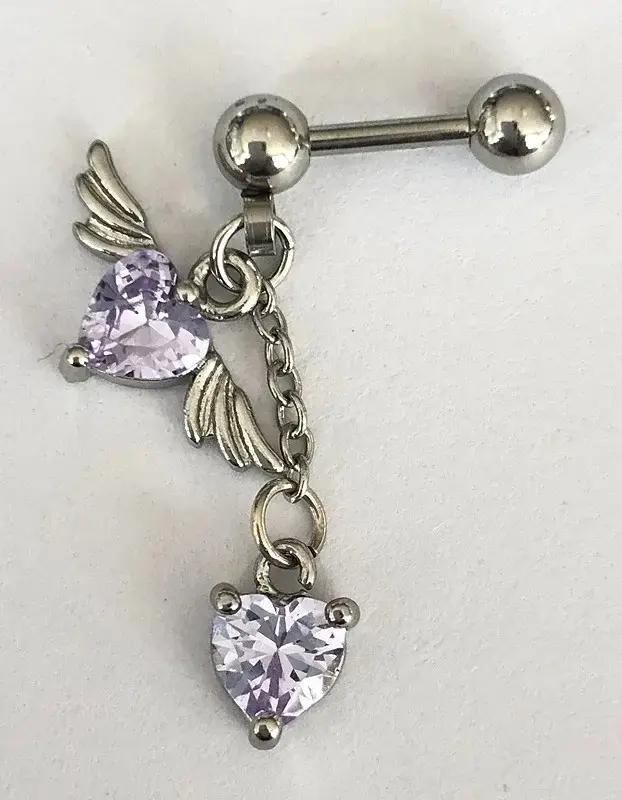 Boucles d'oreilles en forme d'aile d'ange en forme de cœur, bijoux pendentif, clous d'oreilles, déco