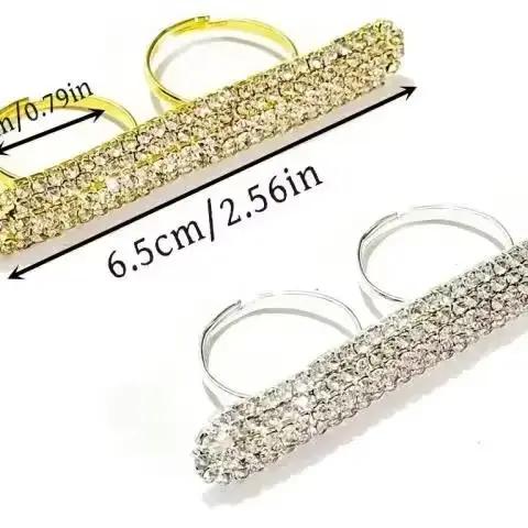 Anneau de barre Long à deux doigts Strass scintillant pour homme occasions spéciales design unique fantaisie bijouterie