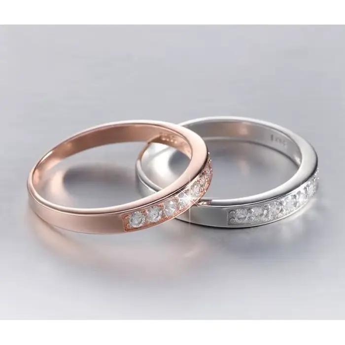 Bague en Argent Sterling S925 avec Barre de Diamants Zirconium pour Engagements et Mariages Fiançailles Éternité Bijoux de Mode pour Femmes Occasions Spéciales