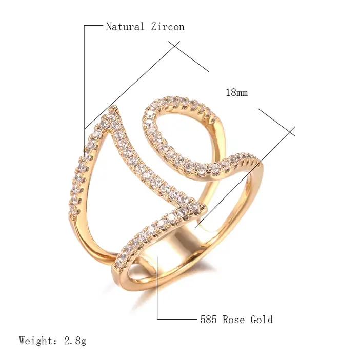 Bague en Zircon Naturel Or Rose pour Femme Occasion Mariage et Événements Formels