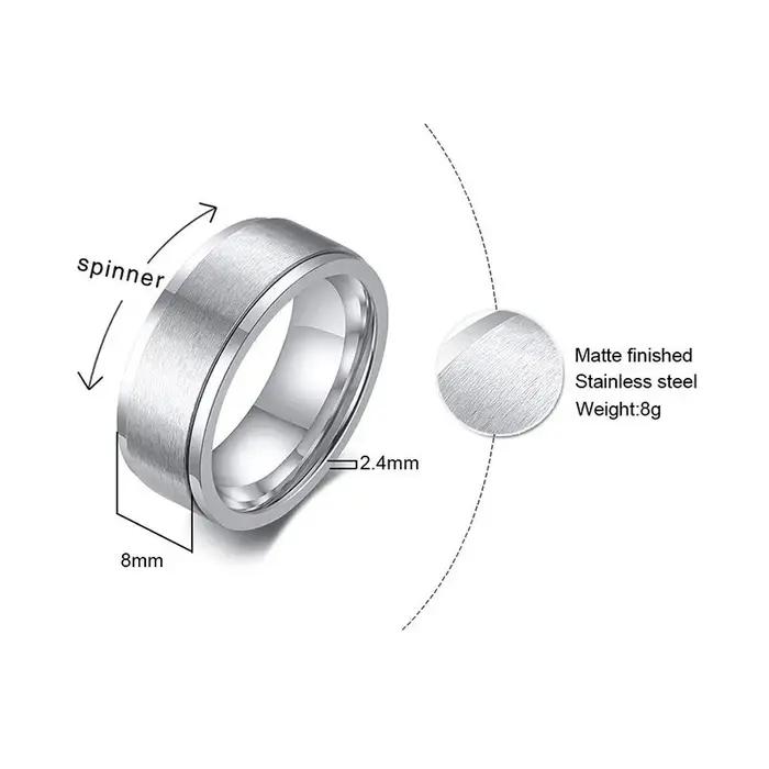 Vnox- Bague Spinner 6/8mm pour Homme