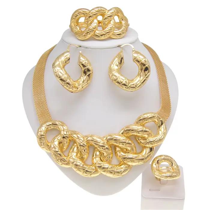 Ensemble de bijoux pour femmes en or de dubaï: collier circulaire
