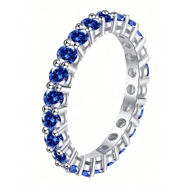 Bague ronde de luxe en argent Sterling 925 pour femmes