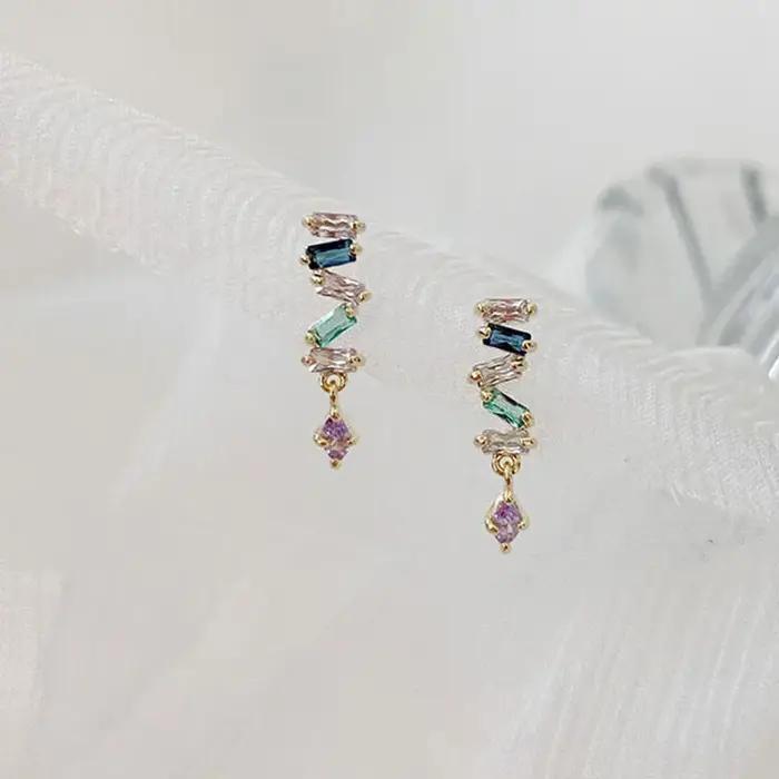 Boucles d'oreilles serpent simples en argent Sterling 925 pour femmes, boucles d'oreilles à pampilles en cristal pavé, bijoux de tempérament de mariage, cadeau d'amitié