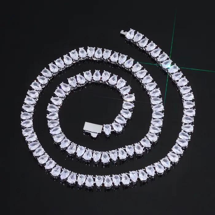 Bracelet en diamant Hip Hop pour femmes, chaîne tennis en zircon cubique, bijoux de luxe scintillants en forme de larme