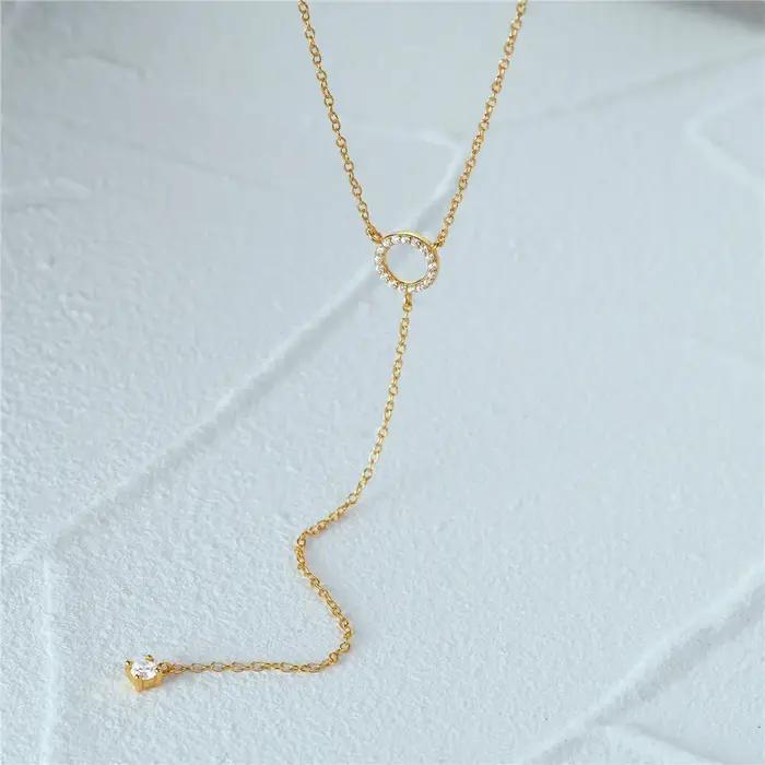CANNER réel 925 bijoux en argent Sterling collier circulaire Zircon pendentif clavicule chaîne gland conception
