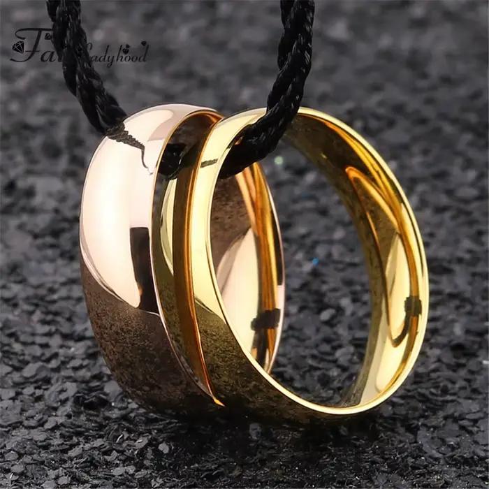 Bague de mariage FairLadyHood alliance de couple plaquée or rose acier inoxydable pour homme et femme occasions spéciales