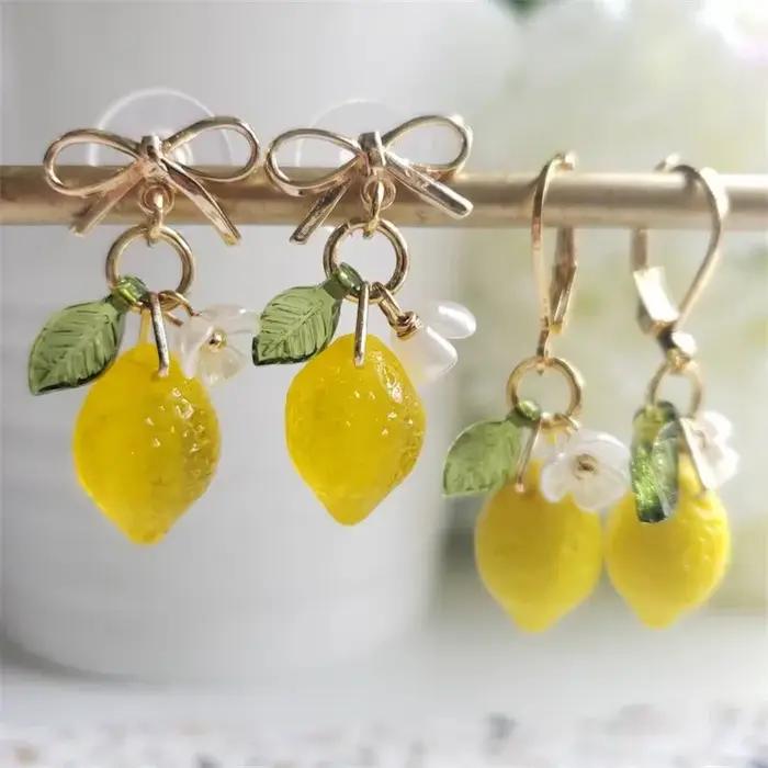 Boucles d'oreilles pendantes en forme de citron