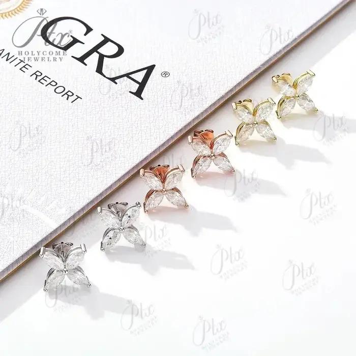 Boucles d'oreilles en Moissonite taille Marquise élégantes en argent sterling 925 pour femmes, idéales pour les soirées et occasions spéciales