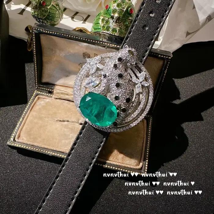 Bracelet léopard en argent S925, rubis, émeraude, avec ceinture de poignet, de luxe, Vintage, bijoux