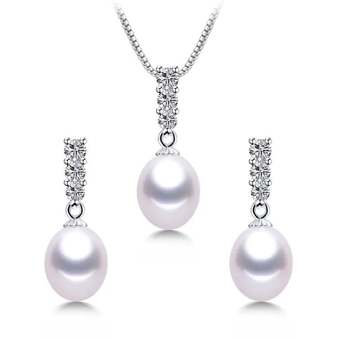 Dainashi 2026 Ensemble de bijoux exquis avec pendentif et boucles d'oreilles pour femmes, perle d'ea
