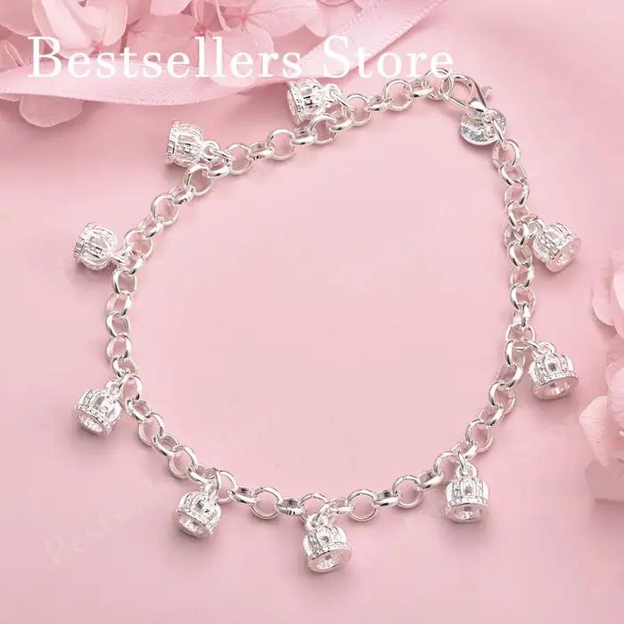 Bracelet cloche exquis en argent sterling 925 de 8 pouces pour femmes, accessoires de bijoux pour ma