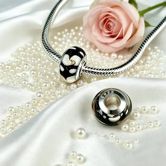 Breloque en verre de Murano en argent S925