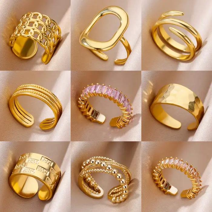 Bague de cocktail en acier inoxydable 316L pour femmes avec réglage de tension pour toutes les occasions élégantes et spéciales