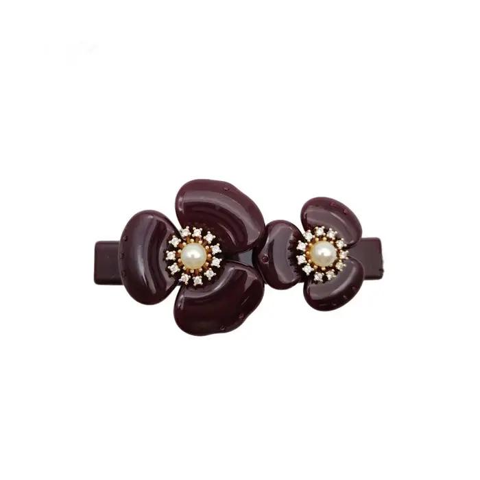 Élégante pince à cheveux florale de style parisien pour femmes et filles, bijou de cheveux fait main, accessoire ornemental