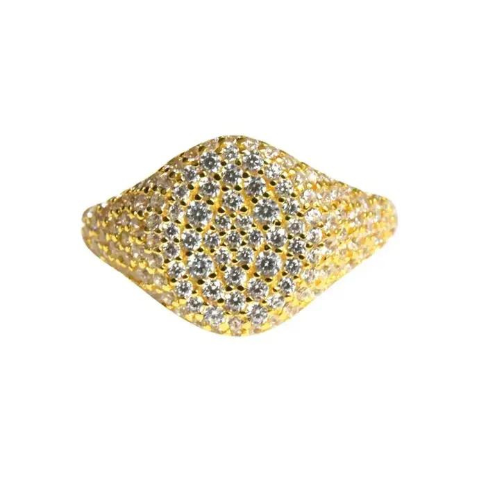 Bague plaquée argent 925 de style Hip Hop pour femmes – Zircon complet
