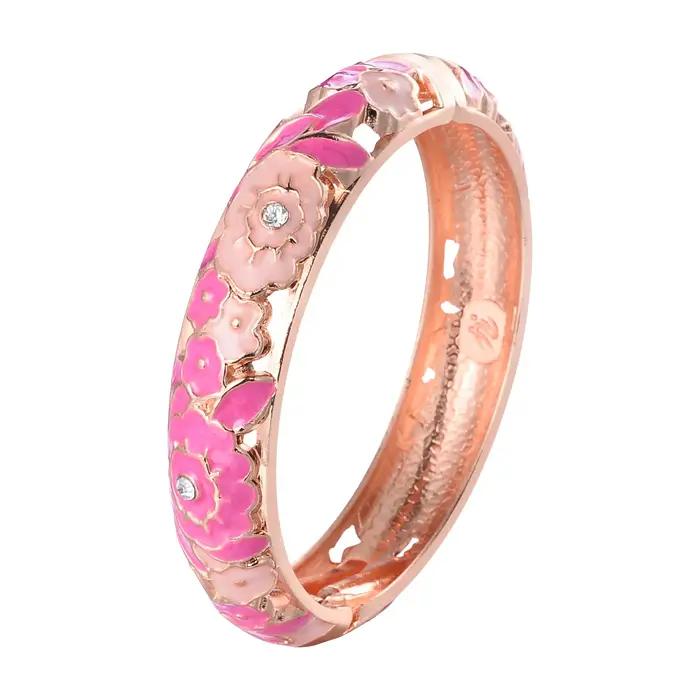 UJOY – Bracelets manchette en forme de fleur de Rose émaillée