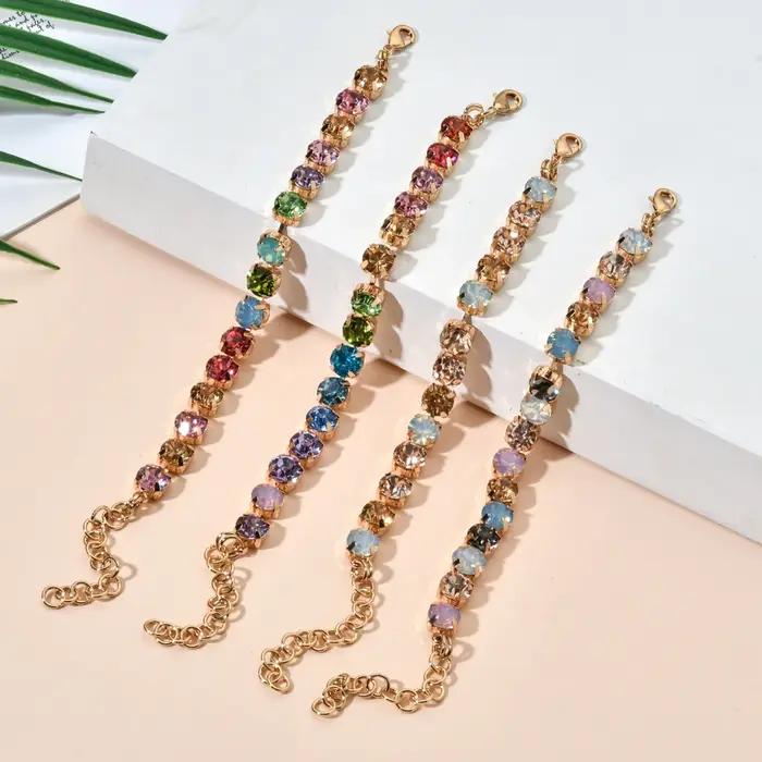 Bracelets de tennis en cristal arc-en-ciel pour femme