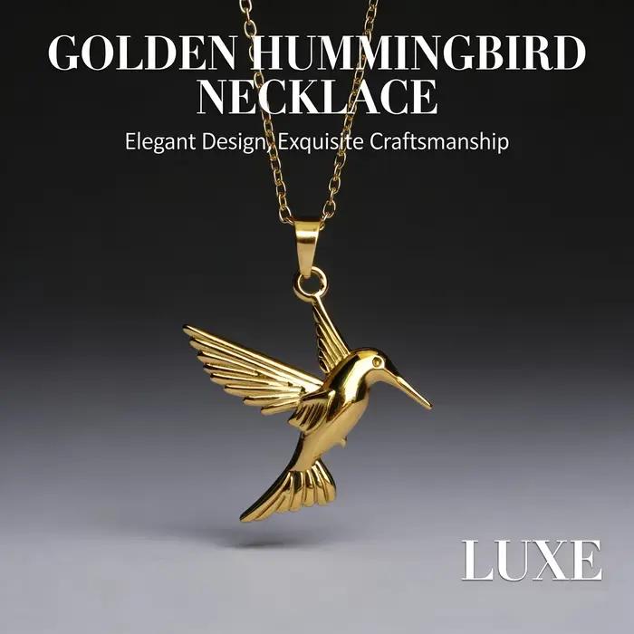 Collier en acier inoxydable avec motif colibri doré pour femmes, bijou de fête et cadeau spécial occasions