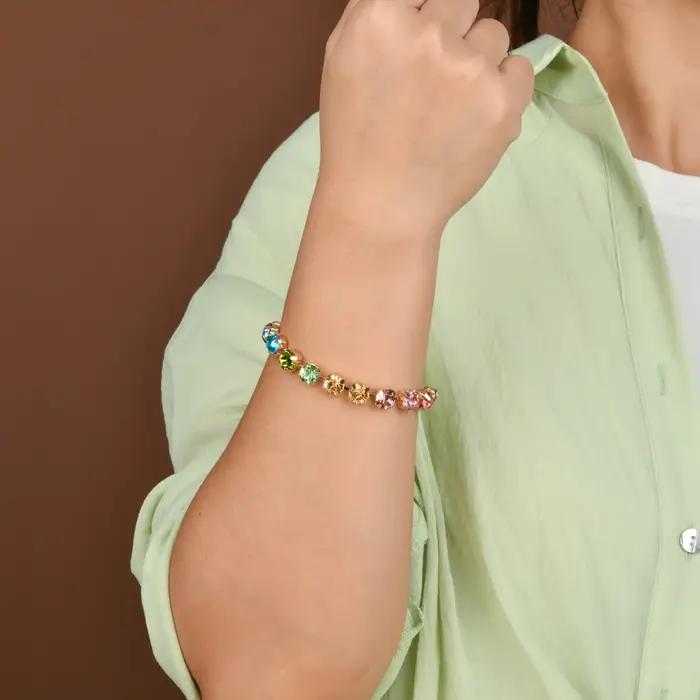 Bracelets de tennis en cristal arc-en-ciel pour femme