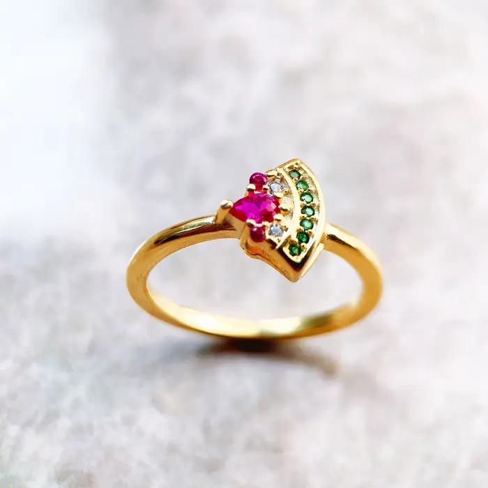 Bague pastèque dorée en argent Sterling 2022