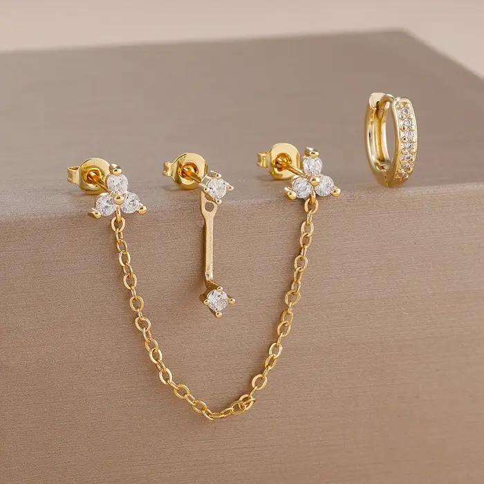 Ensemble de boucles d'oreilles de perçage pour femmes