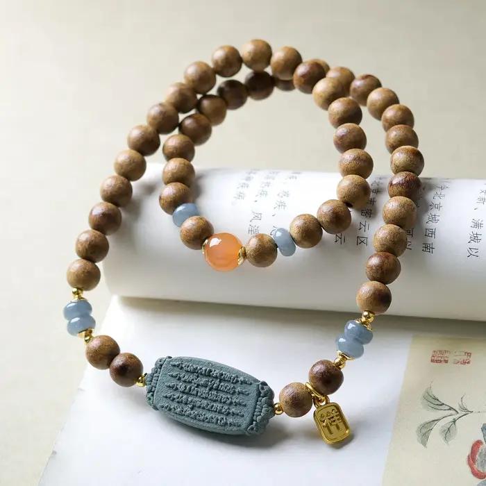 Bracelet en bois d'agar double boucle